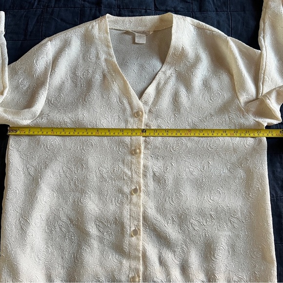 Vtg 80s/90s Laura & Jayne Collection White Floral Button Blouse - Size Large - Picture 5 of 6